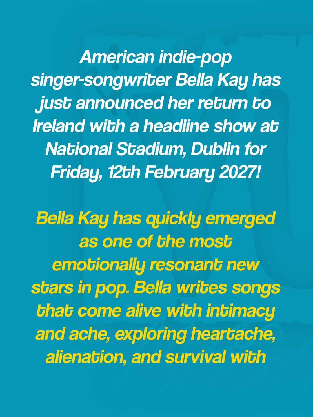 Bella Kay announces National Stadium show for 12th February 2027 — photo 2