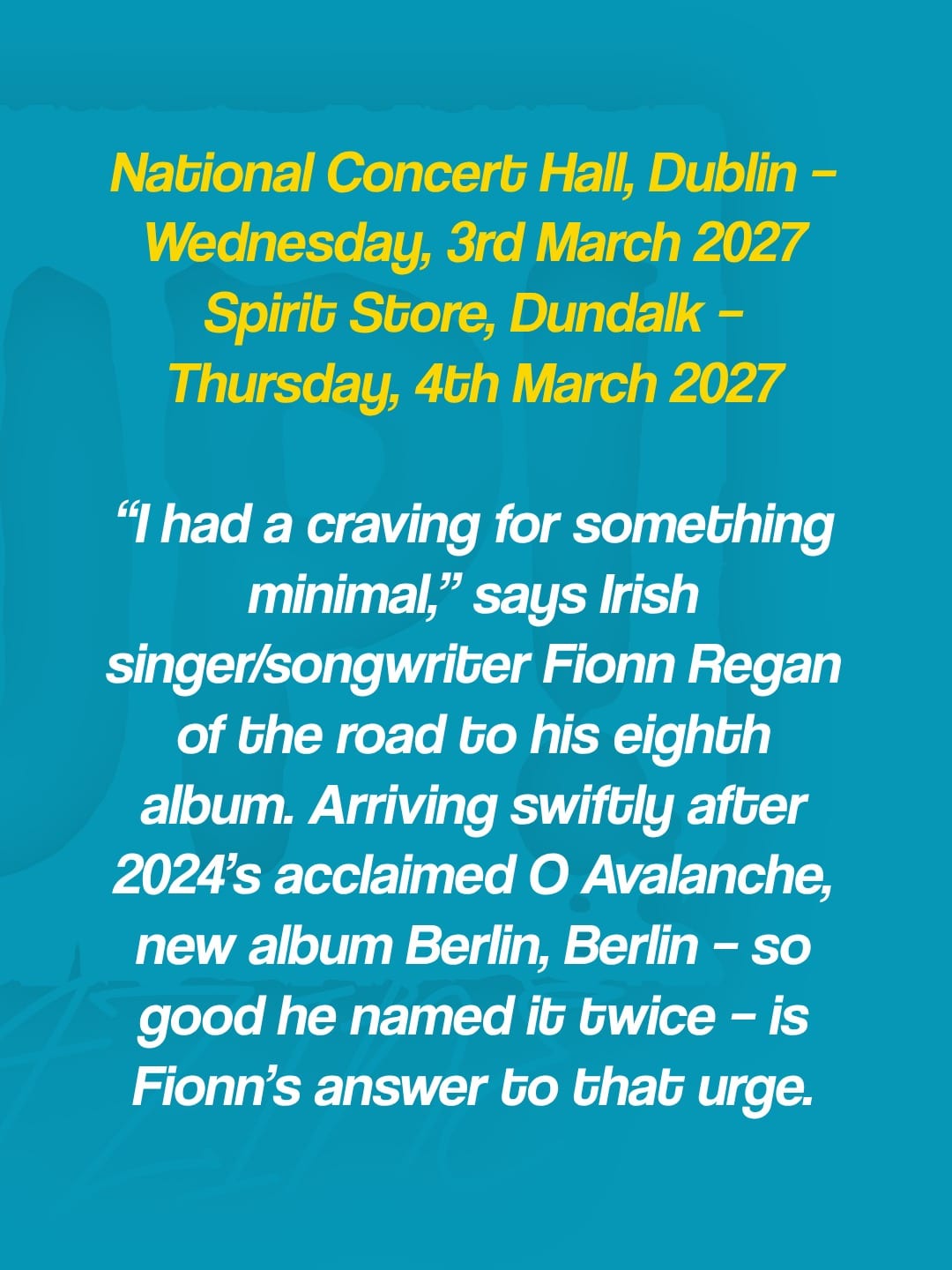 Fionn Regan announces National Concert Hall show for 3rd March 2027 — photo 3