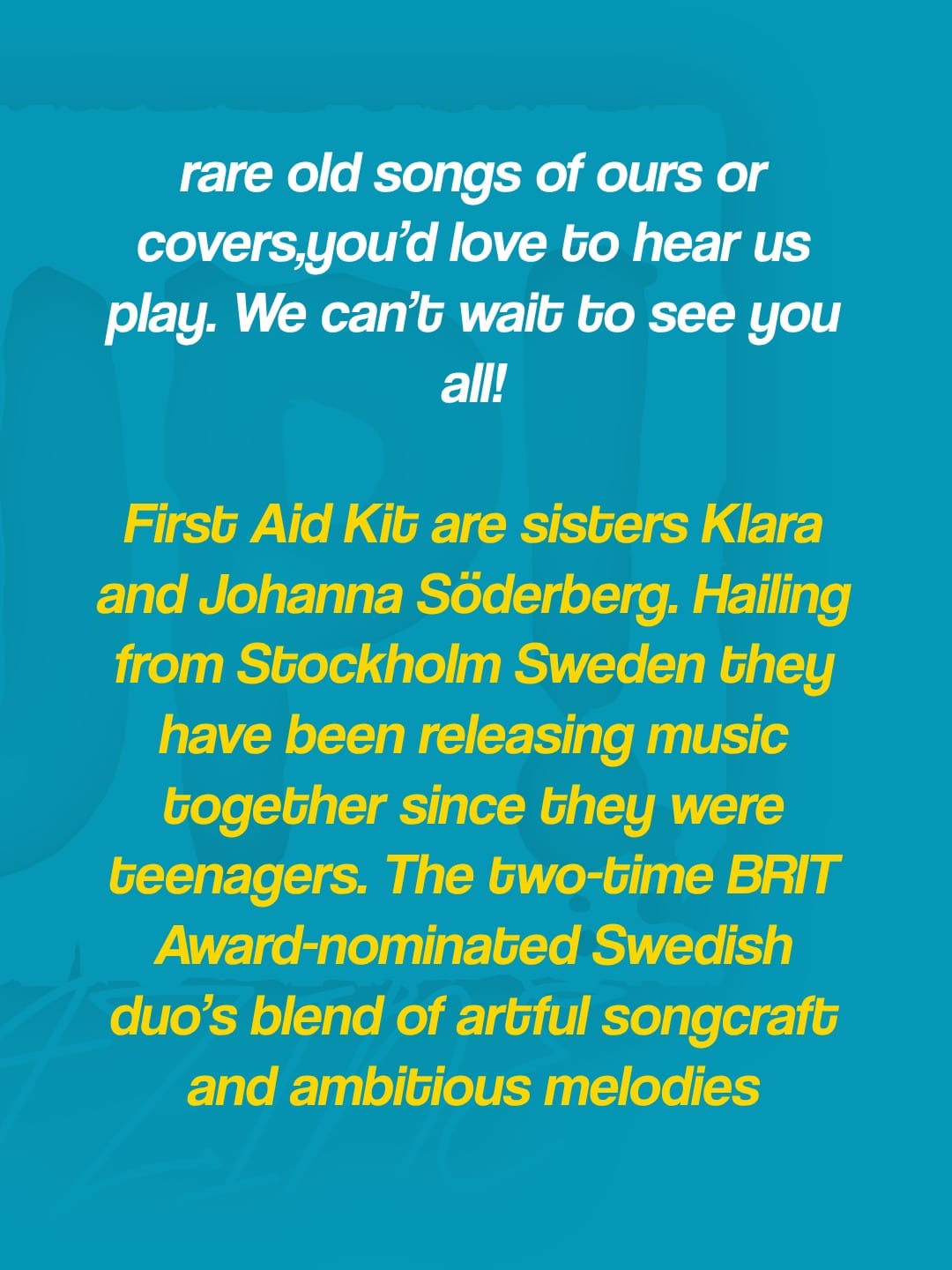 First Aid Kit announce 3Olympia Theatre show for 18th January 2027 — photo 7