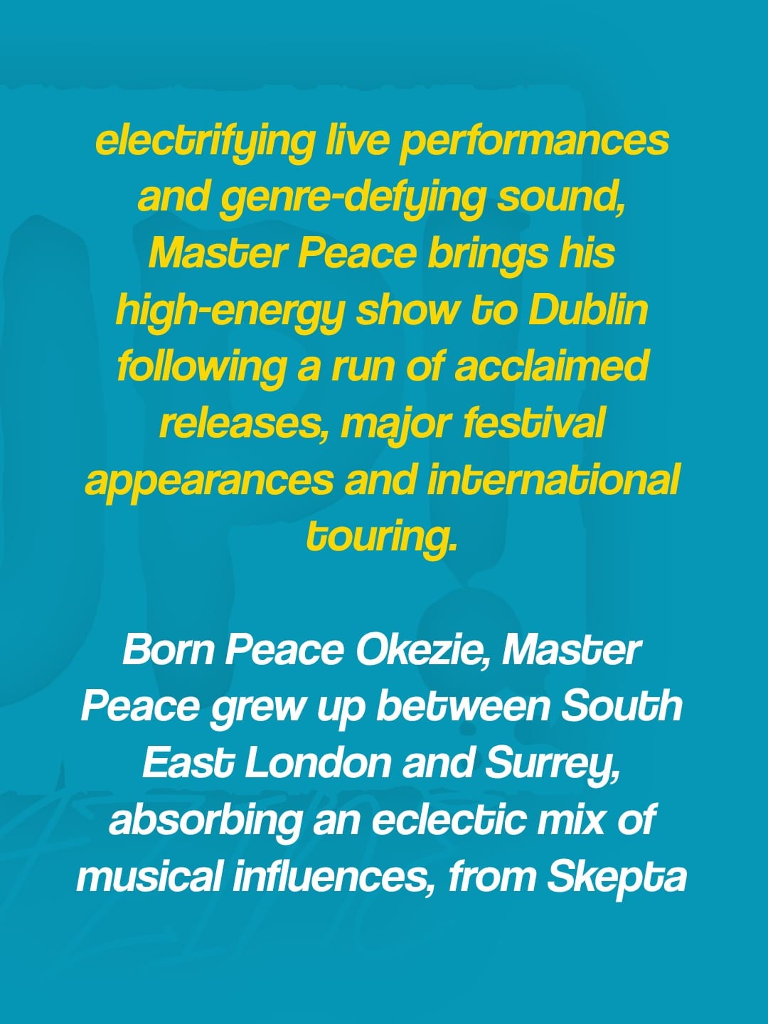 Master Peace announces Workman's Club Dublin show for 2nd March 2027 — photo 3