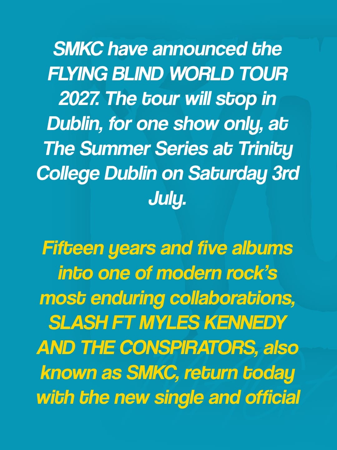 Slash ft. Myles Kennedy and the Conspirators announce Trinity College Dublin show — photo 2