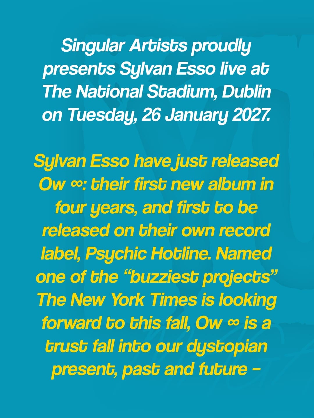 Sylvan Esso announce National Stadium Dublin show for 26th January 2027 — photo 2